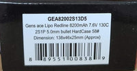 
              Gens Ace Redline 2s LiHV LiPo Battery 130C w/5mm Bullets (7.6V/8200mAh)
            